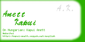 anett kapui business card